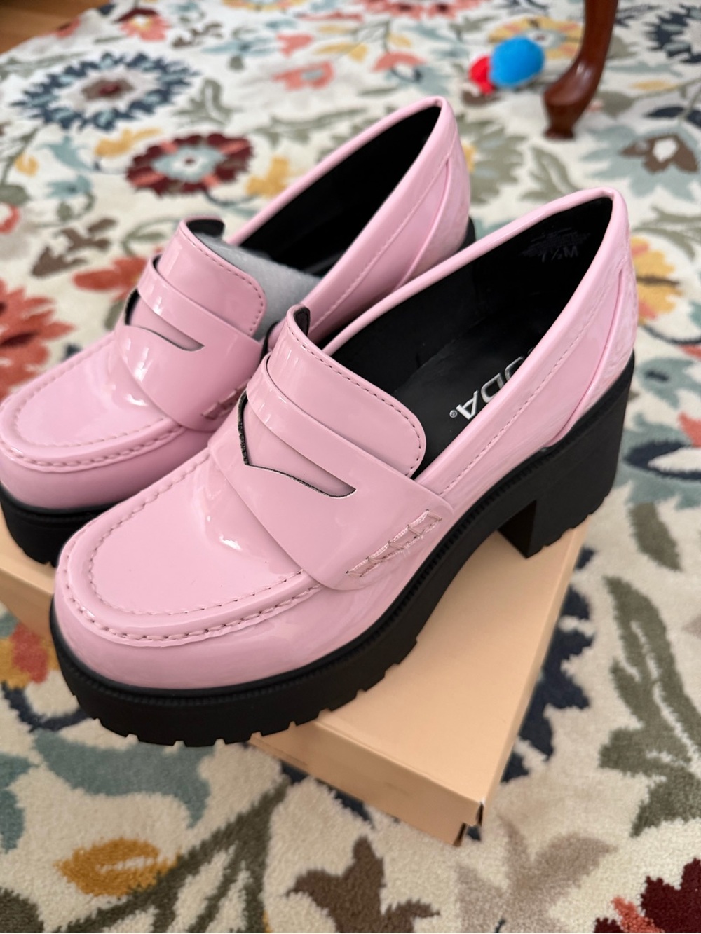 SODA Pink Patent Platform Loafers